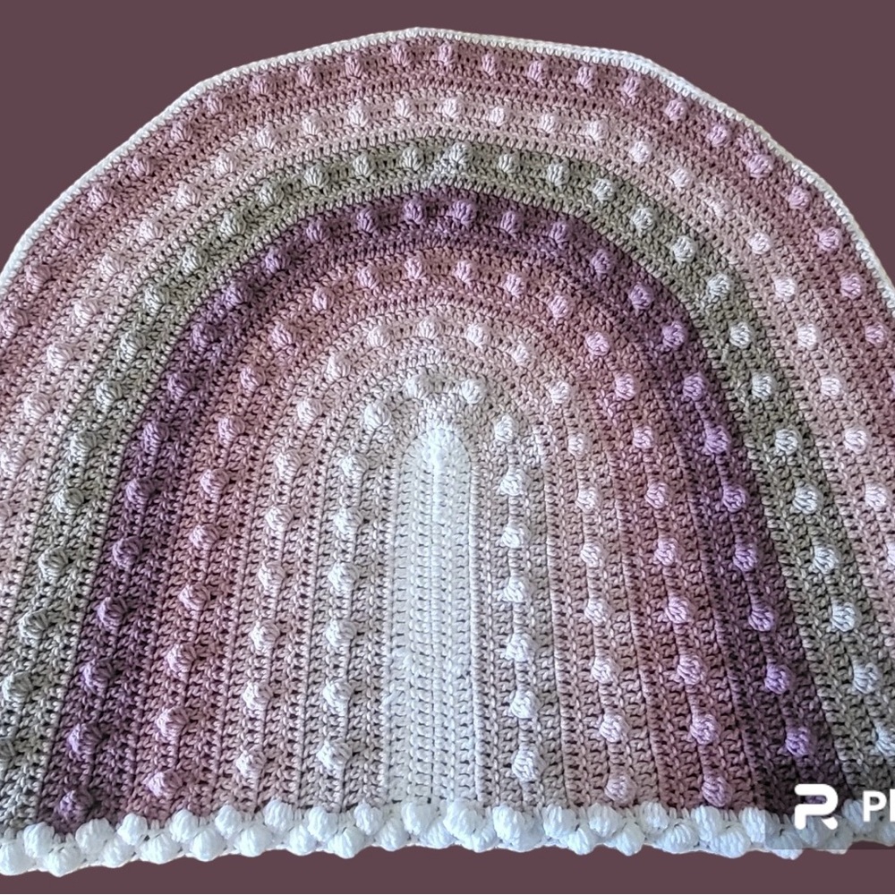 RAINBOW CROCHET BOHO BLANKET IN PINKS, BABY SHOWER GIFT,baby girl,handmade